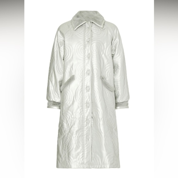 House Of Sunny The 60 Cosmo Chrome Coat Oversized Quilted Silver Sz US 8 (UK 12) - Picture 2 of 13